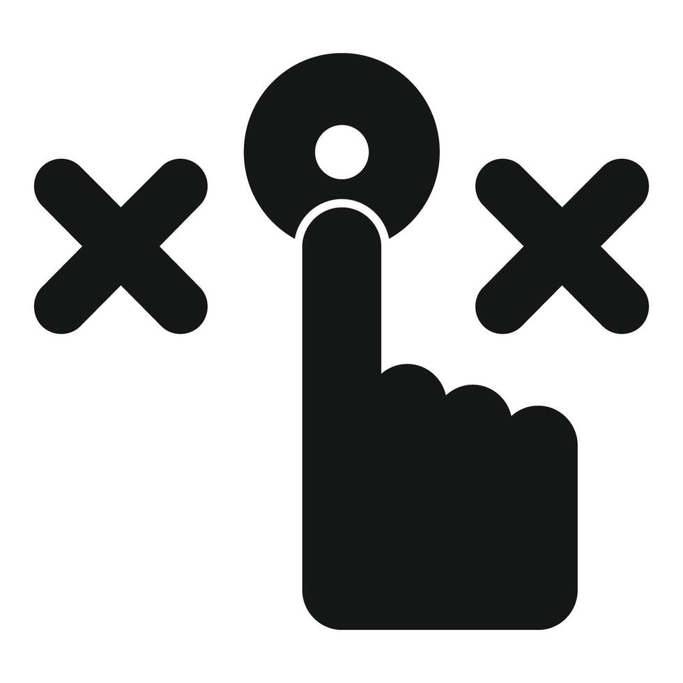 Hand is choosing correct answer from two options icon vector
