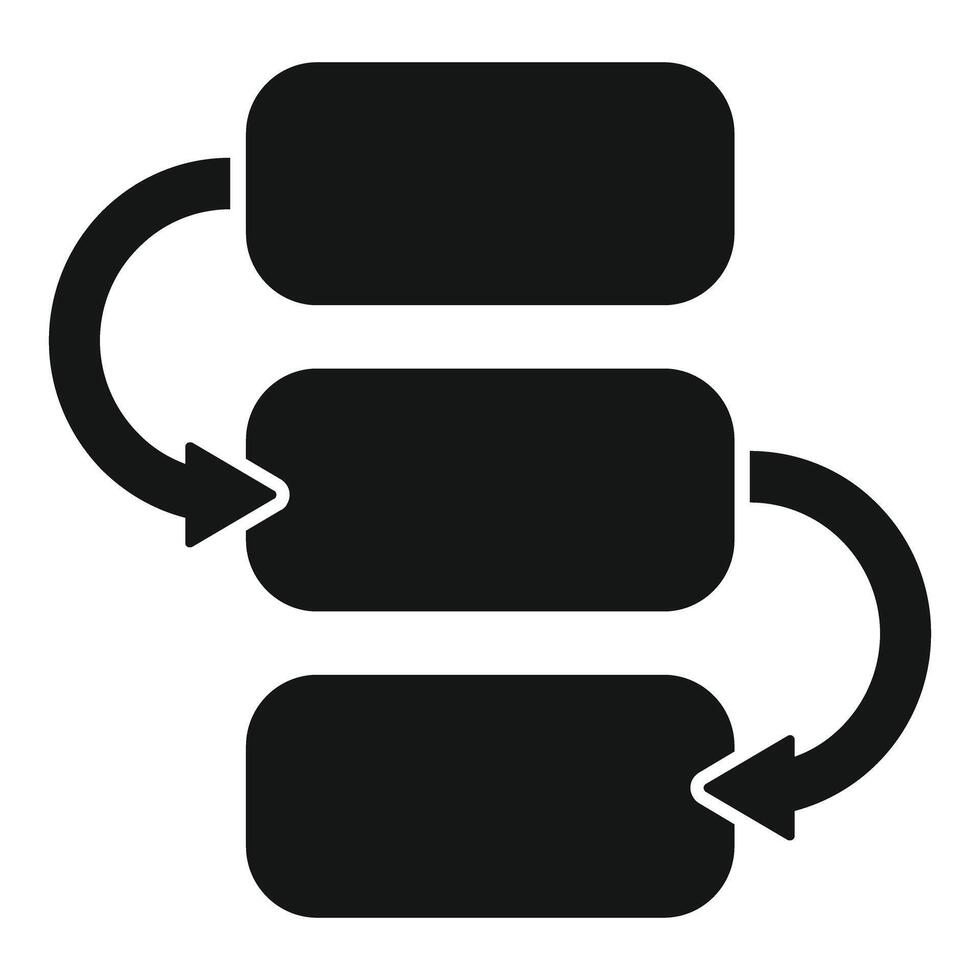 Workflow process with three steps connected by arrows vector