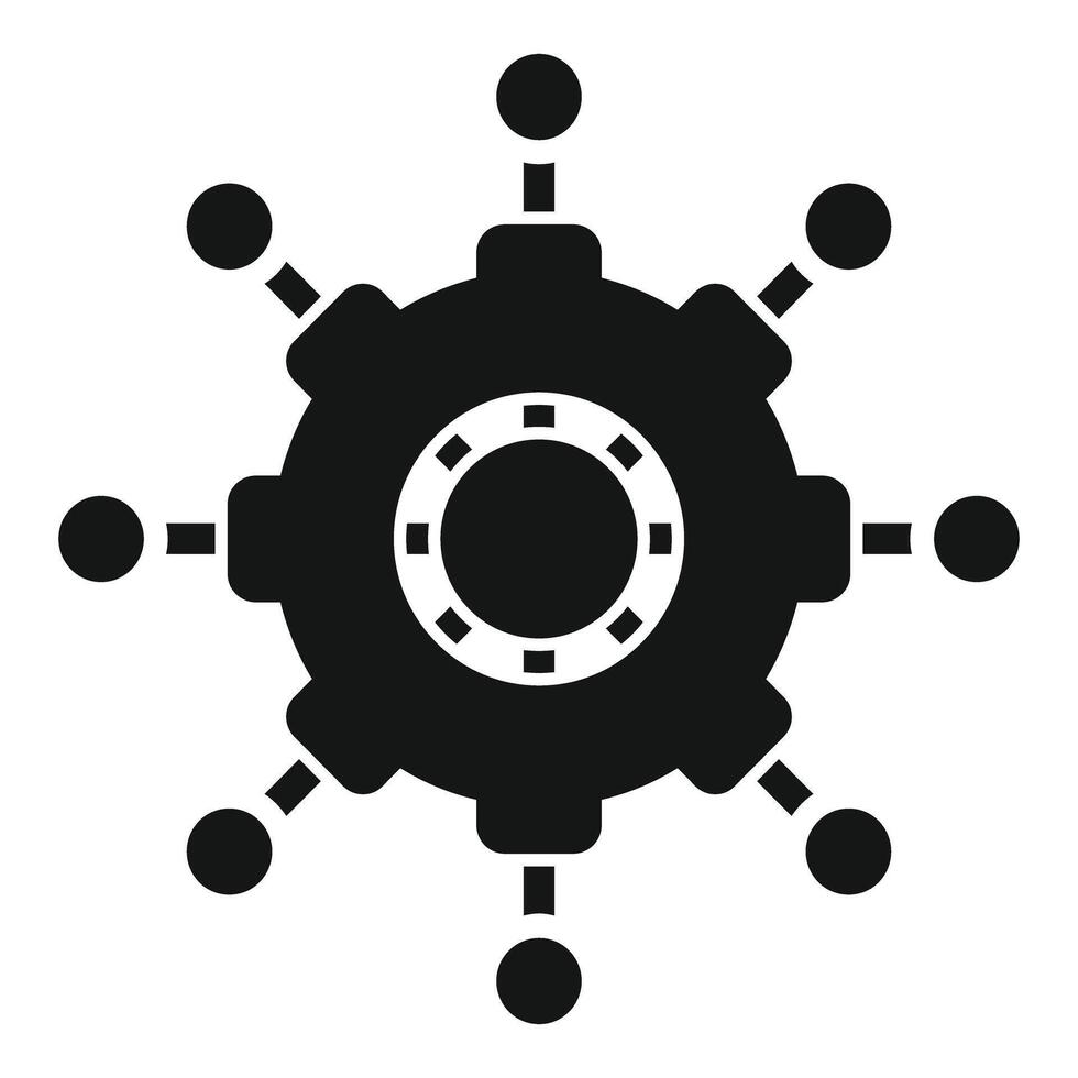Digital network is connecting points around a central gear vector