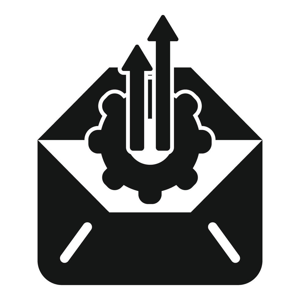 Email marketing increasing with gear and up arrows icon vector