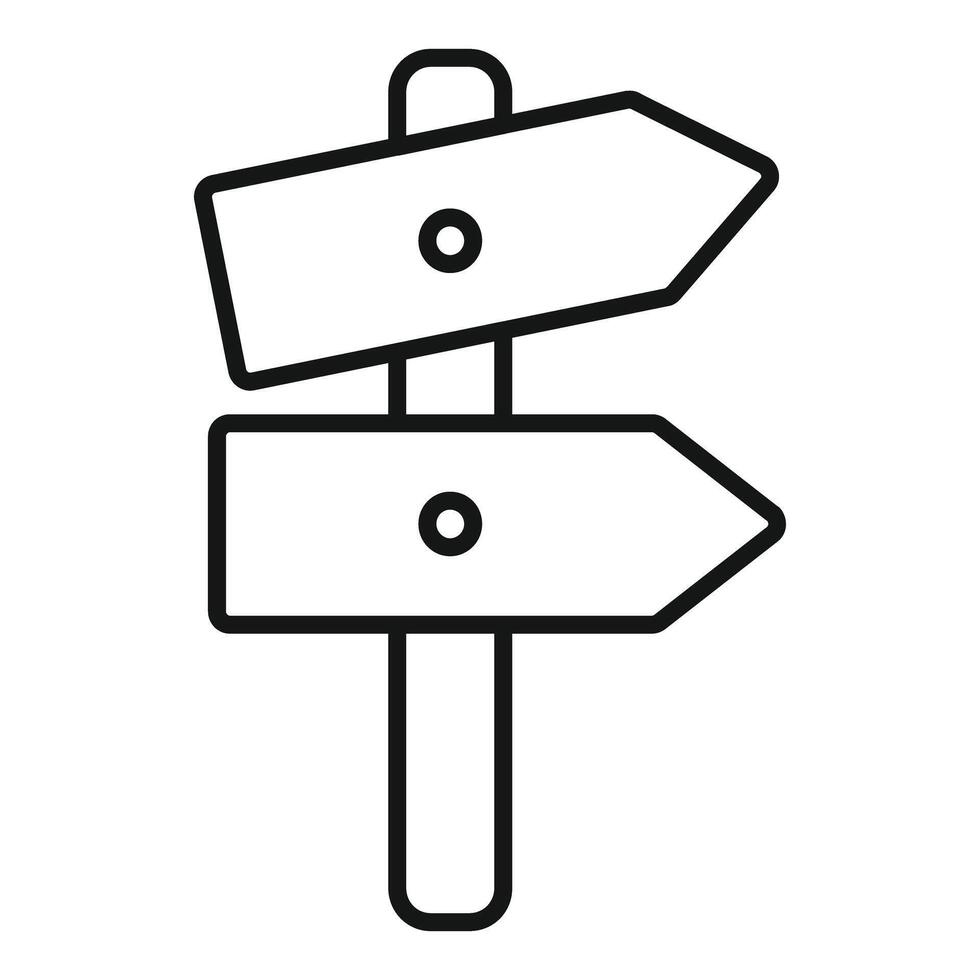 Blank signpost pointing in two directions on a wooden post vector