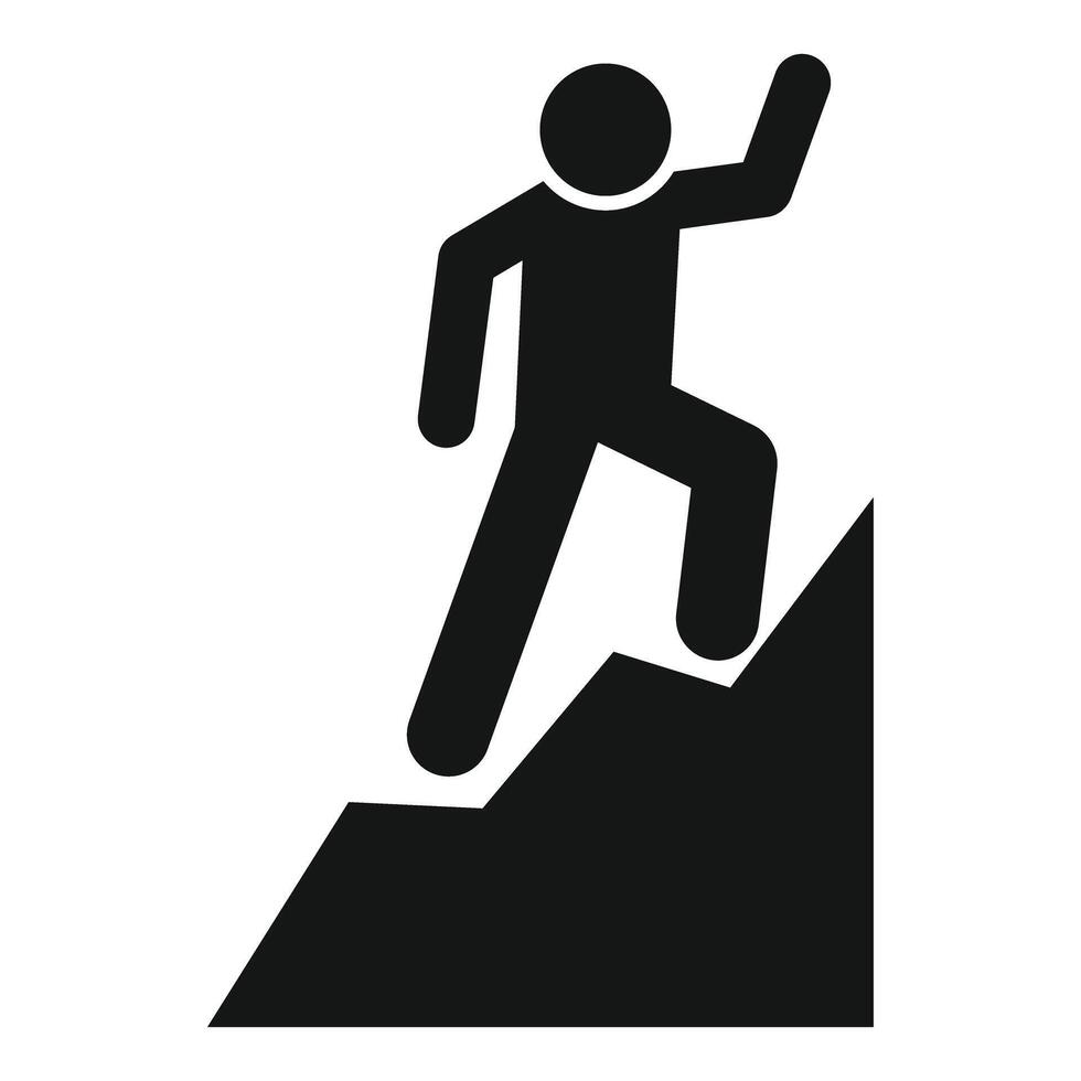 Stick figure climbing upward trend chart icon vector