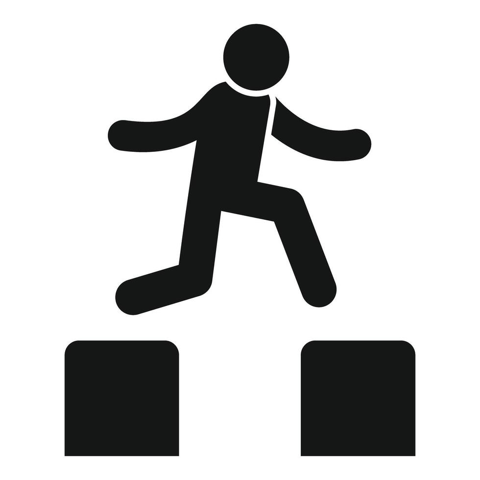 Businessman jumping from block to block overcoming obstacles vector