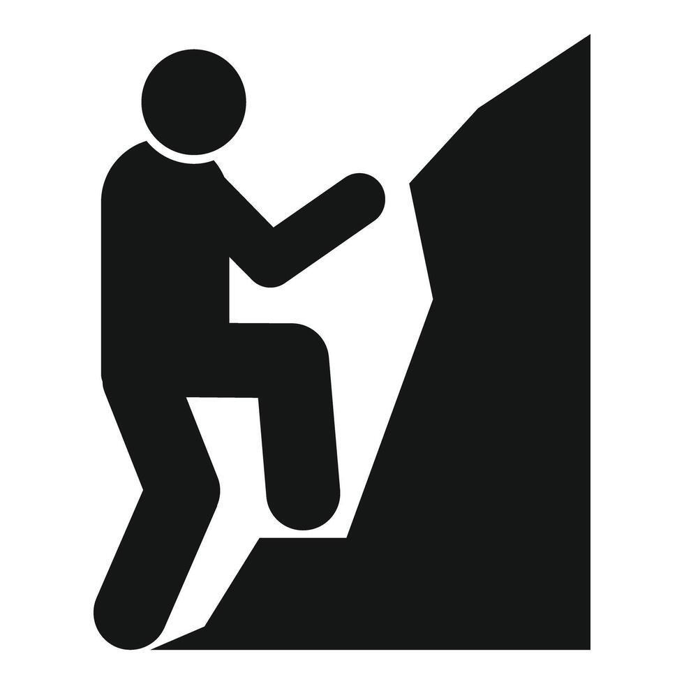 Man climbing mountain silhouette persistence determination icon vector