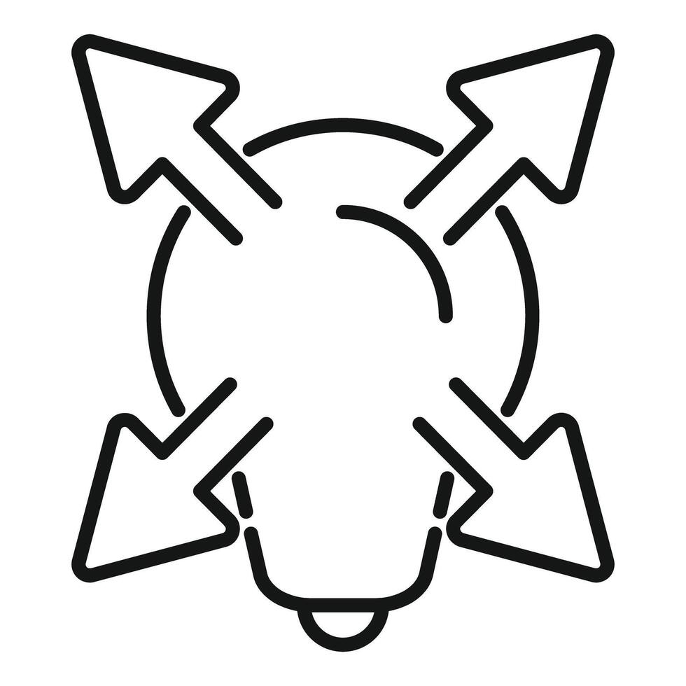 Light bulb expanding in different directions representing idea generation vector
