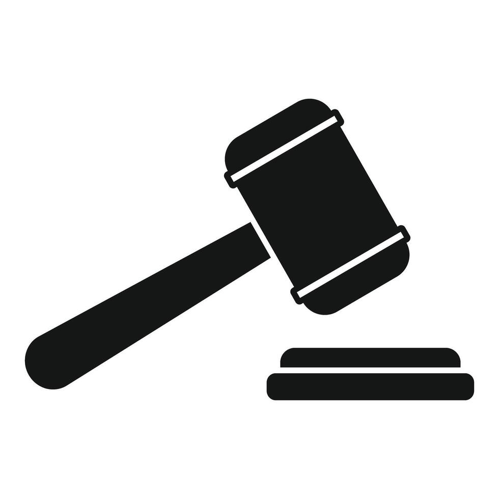 Judge hammer striking sound block icon showing court decision vector