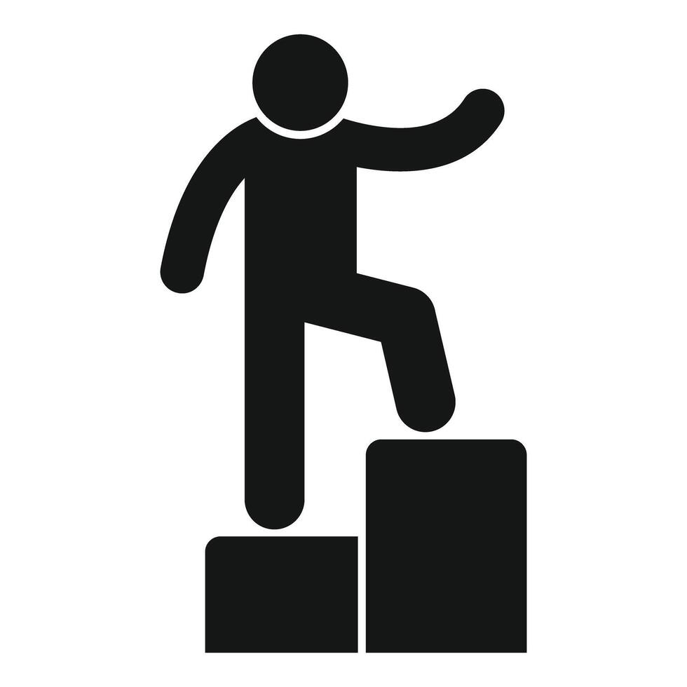 Businessman stepping up stairs icon representing career growth and success vector