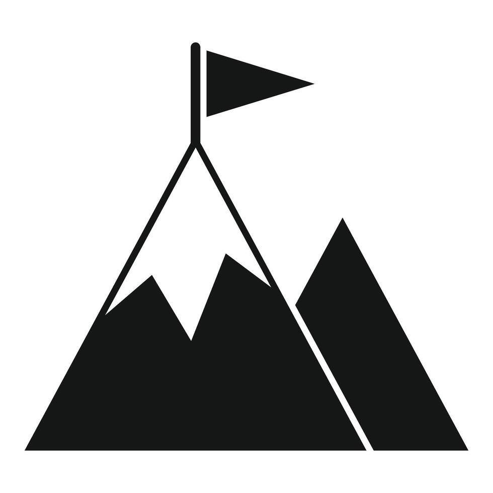Reaching the top of the mountain with flag representing success vector