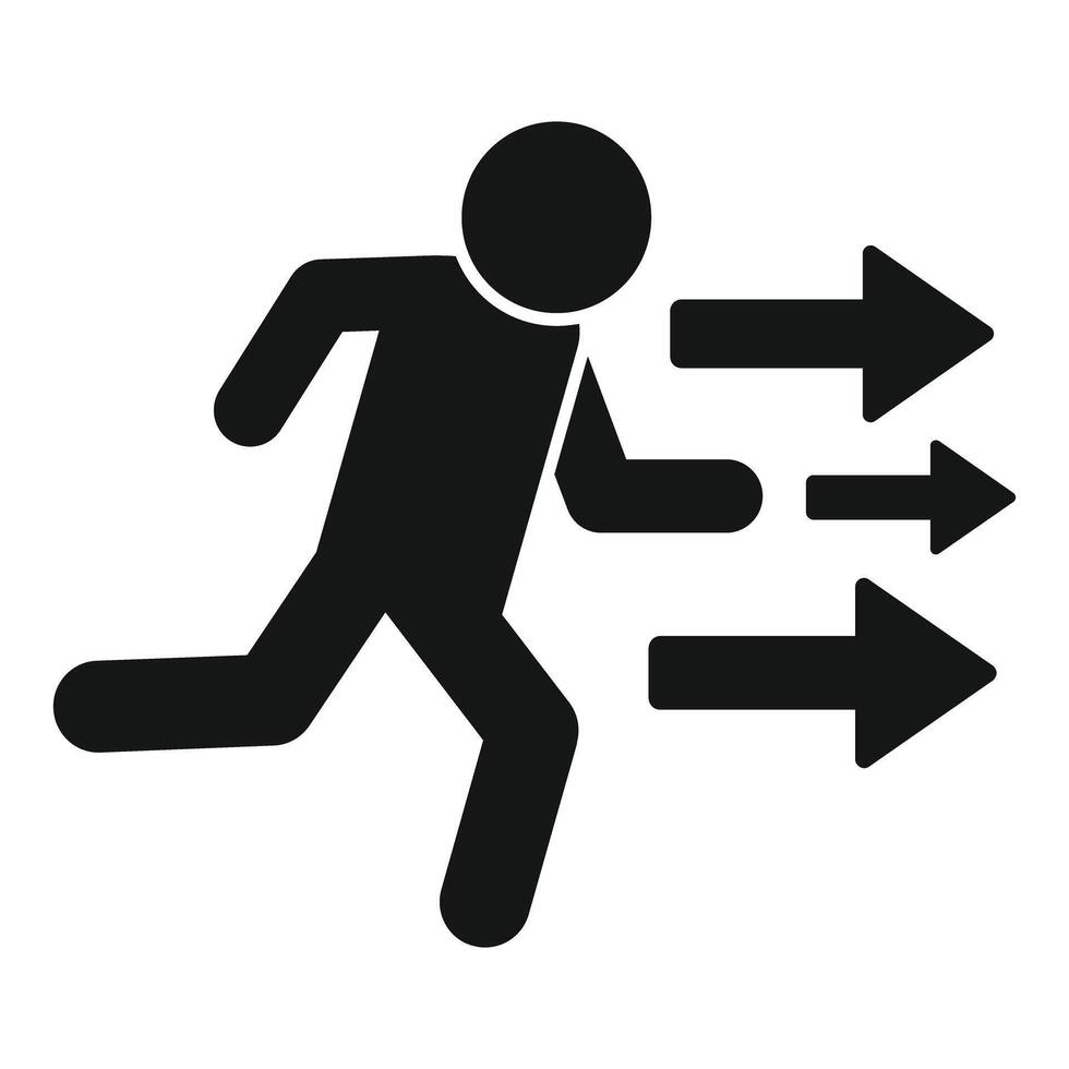 Businessman running to his goal following three arrows vector