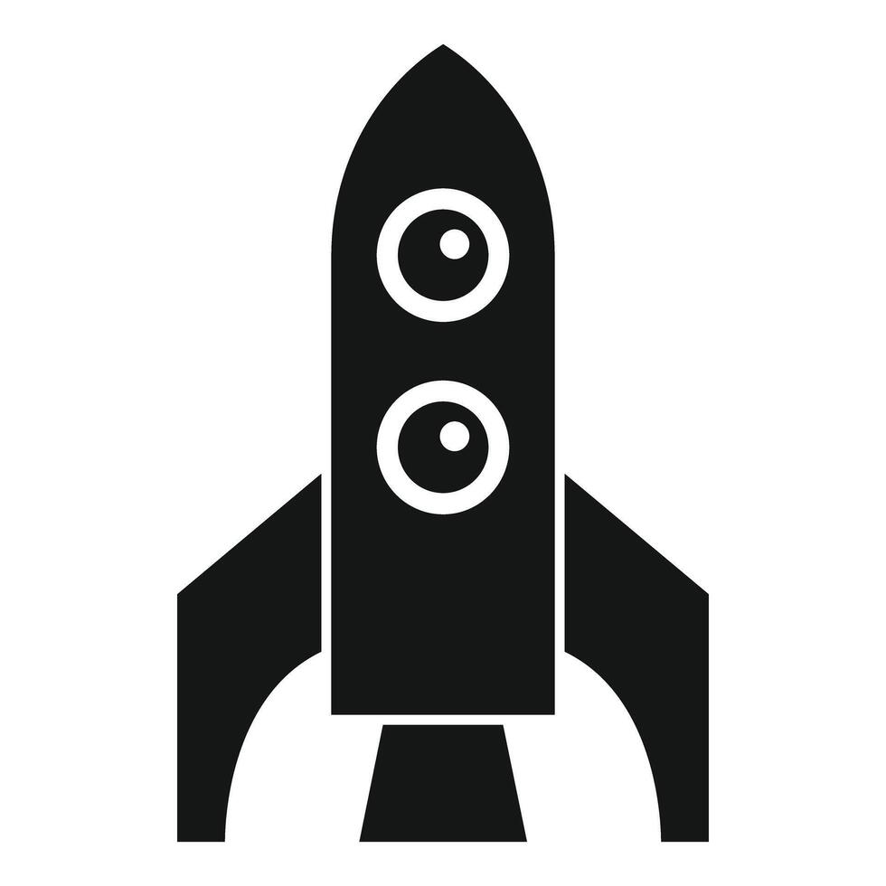 Simple black rocket ship launching upward icon vector