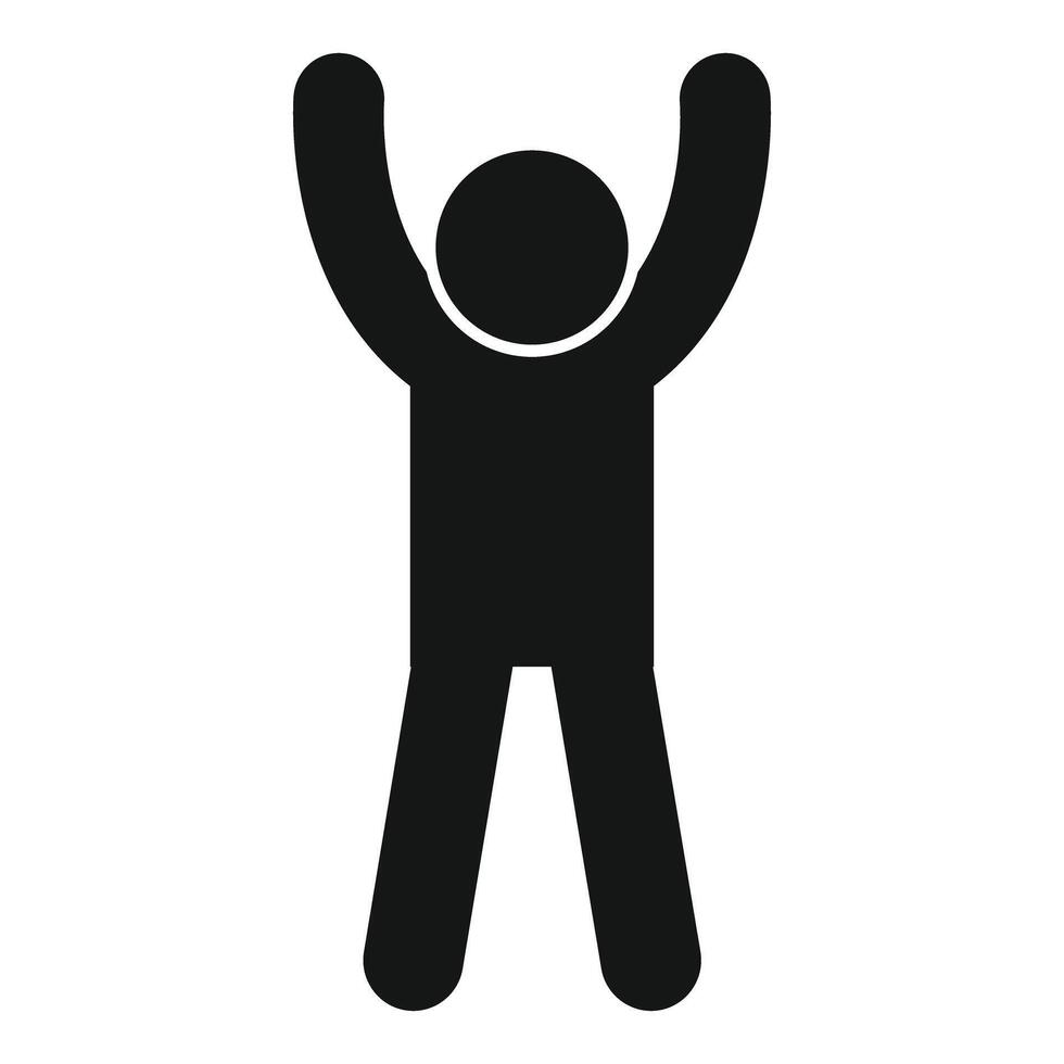 Stick figure raising arms celebrating success vector