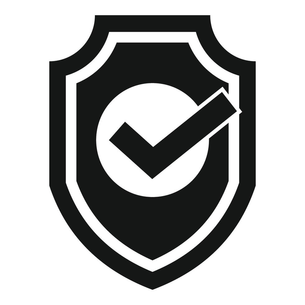 Black and white shield with check mark showing security and protection vector