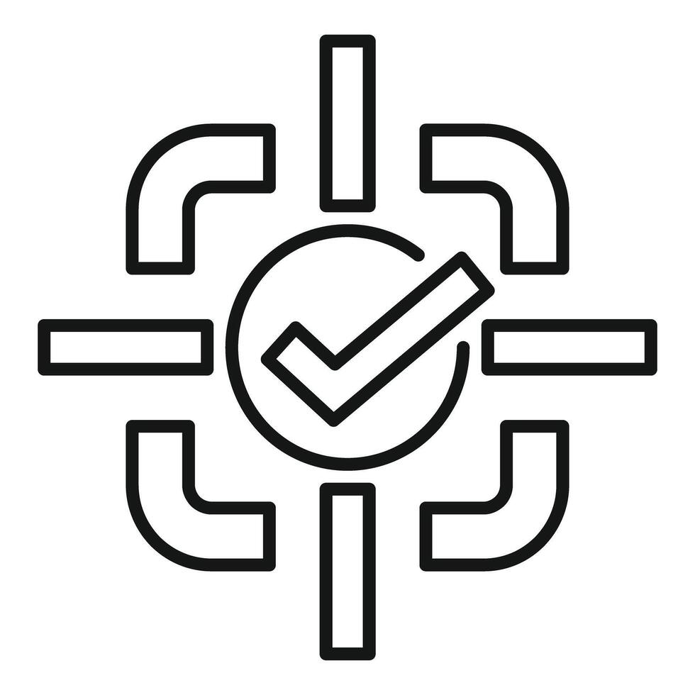 Check mark being the target of a crosshair focusing on success vector
