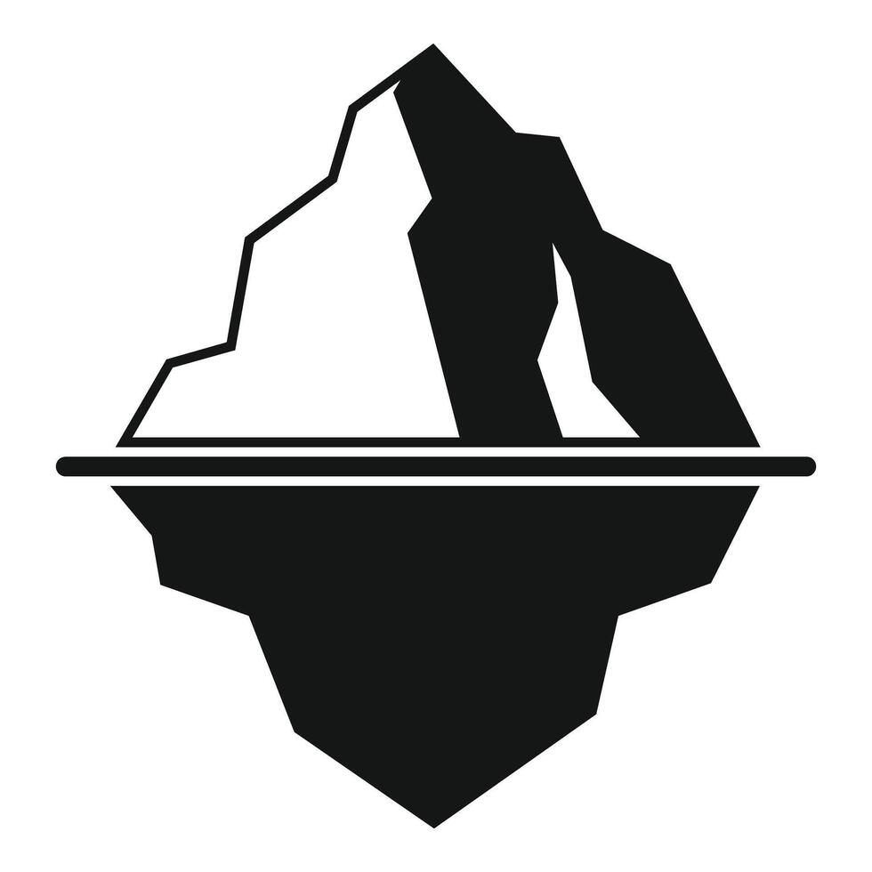 Large iceberg floating with hidden underwater part icon vector
