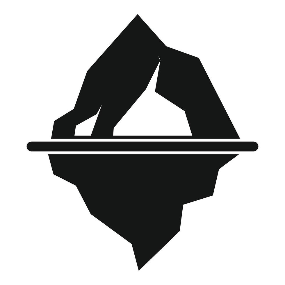 Big iceberg floating with waterline showing minimalist icon vector