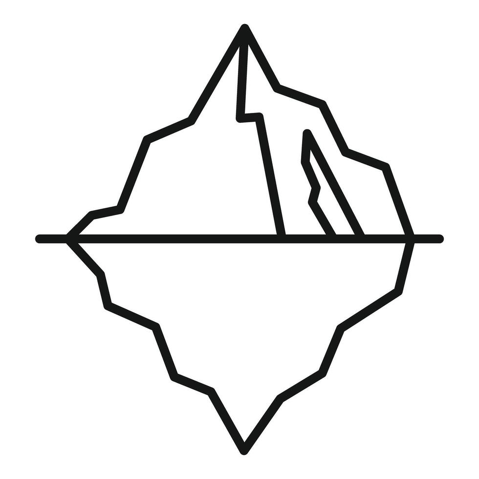 Iceberg floating showing visible and hidden parts minimalist line art icon vector