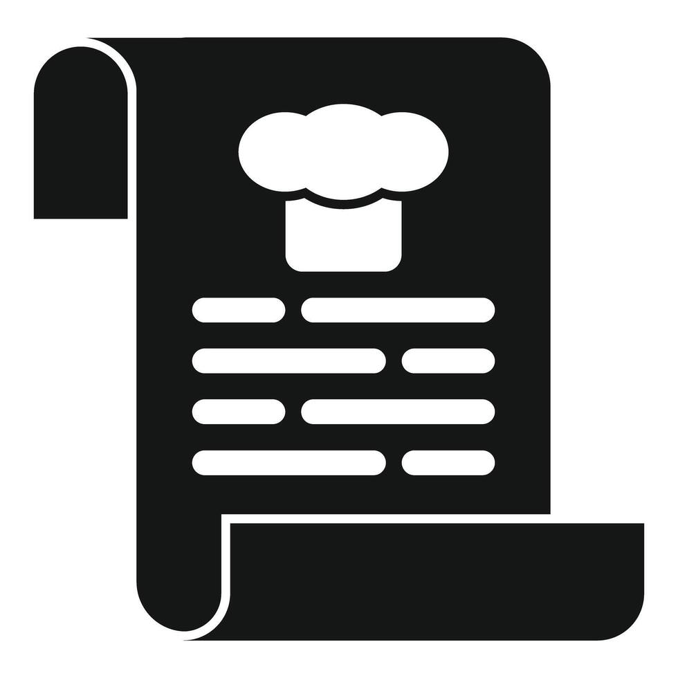 Chef hat on recipe scroll icon representing cooking instructions vector