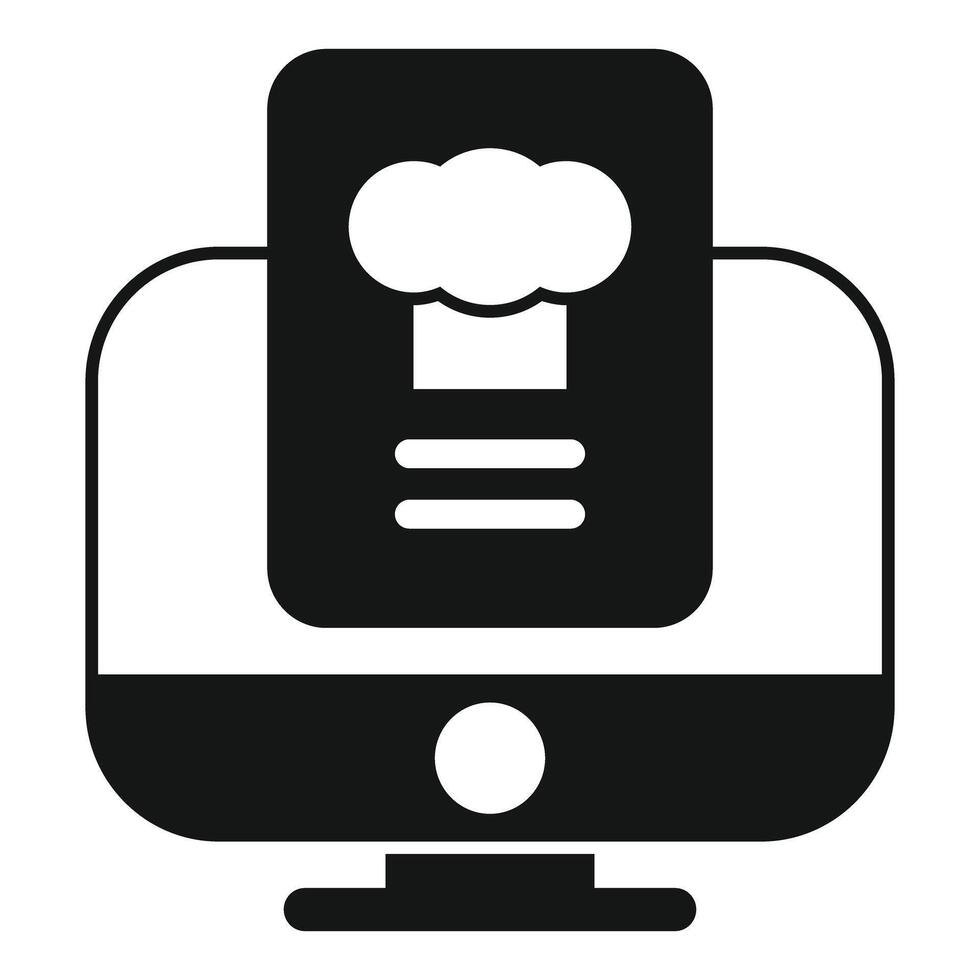 Online cooking course icon showing culinary website for learning recipes vector
