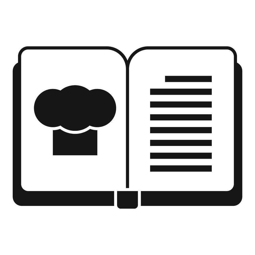 Open cookbook with chef hat icon showing cooking instructions vector