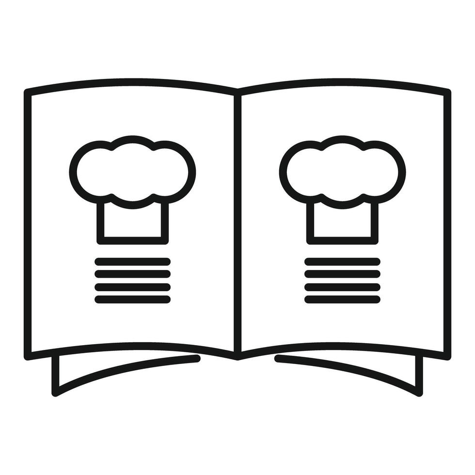 Open cookbook showing chef hat logo for restaurant menu vector