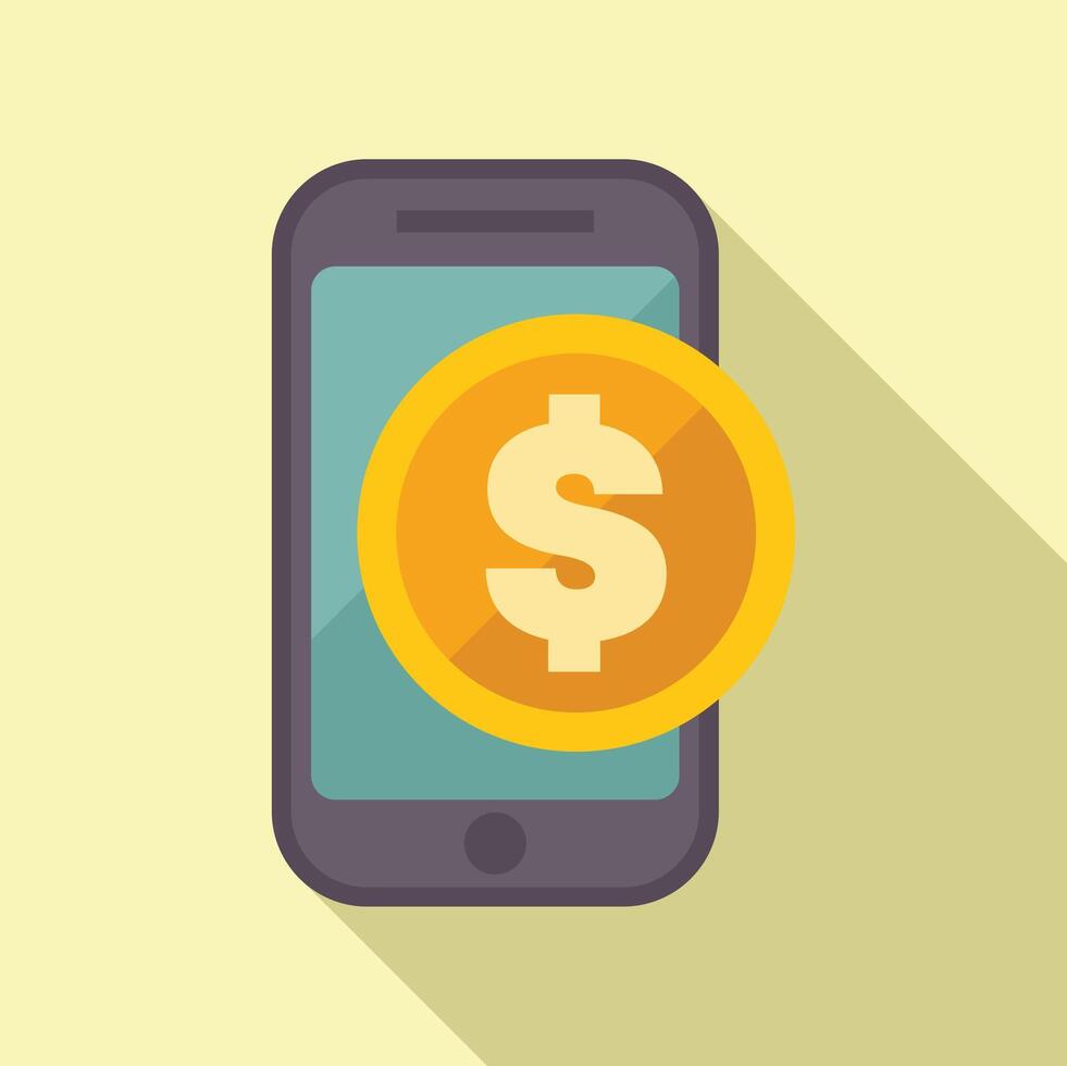 Smartphone showing online payment with gold coin and dollar sign vector