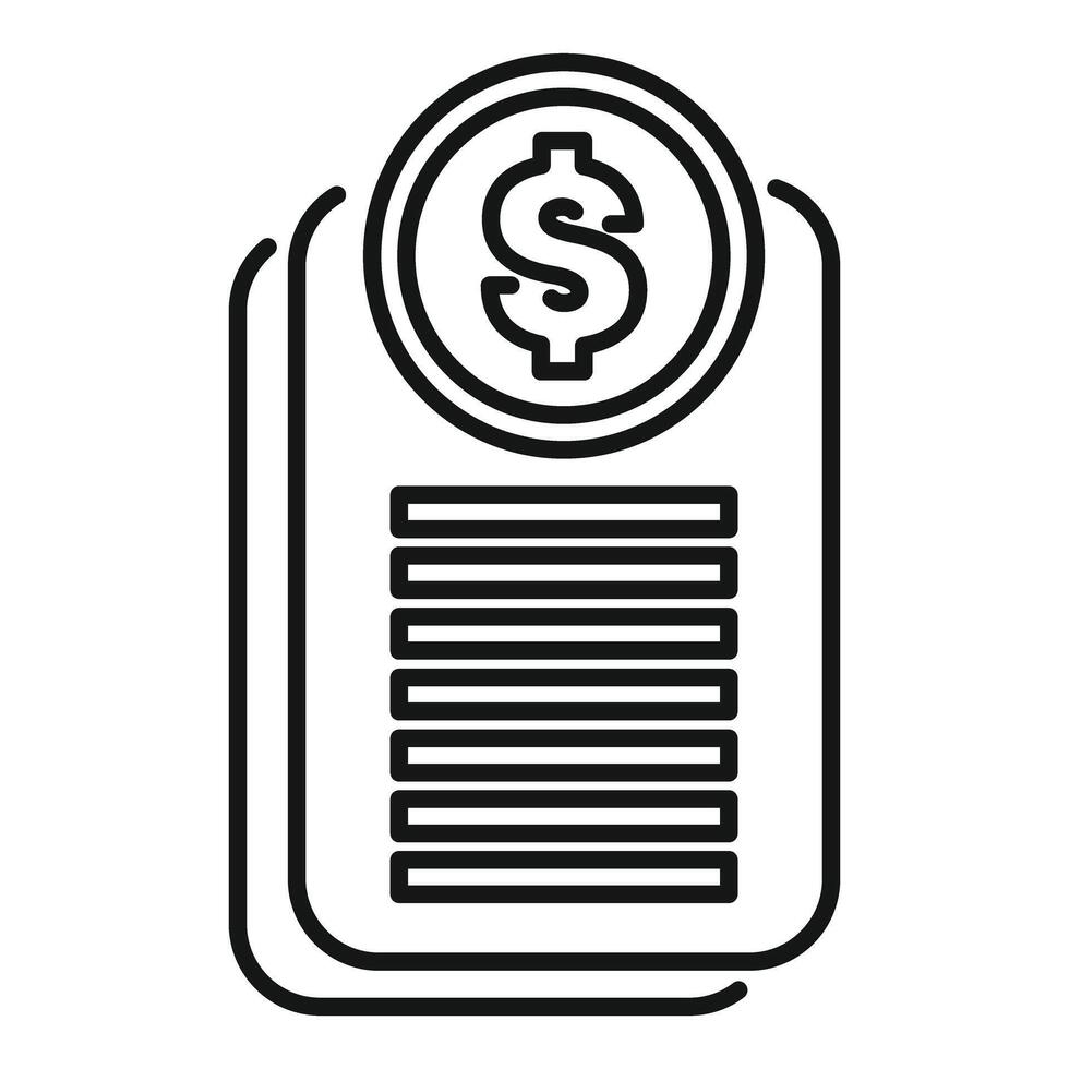 Money management app icon showing dollar coin and budget lines vector