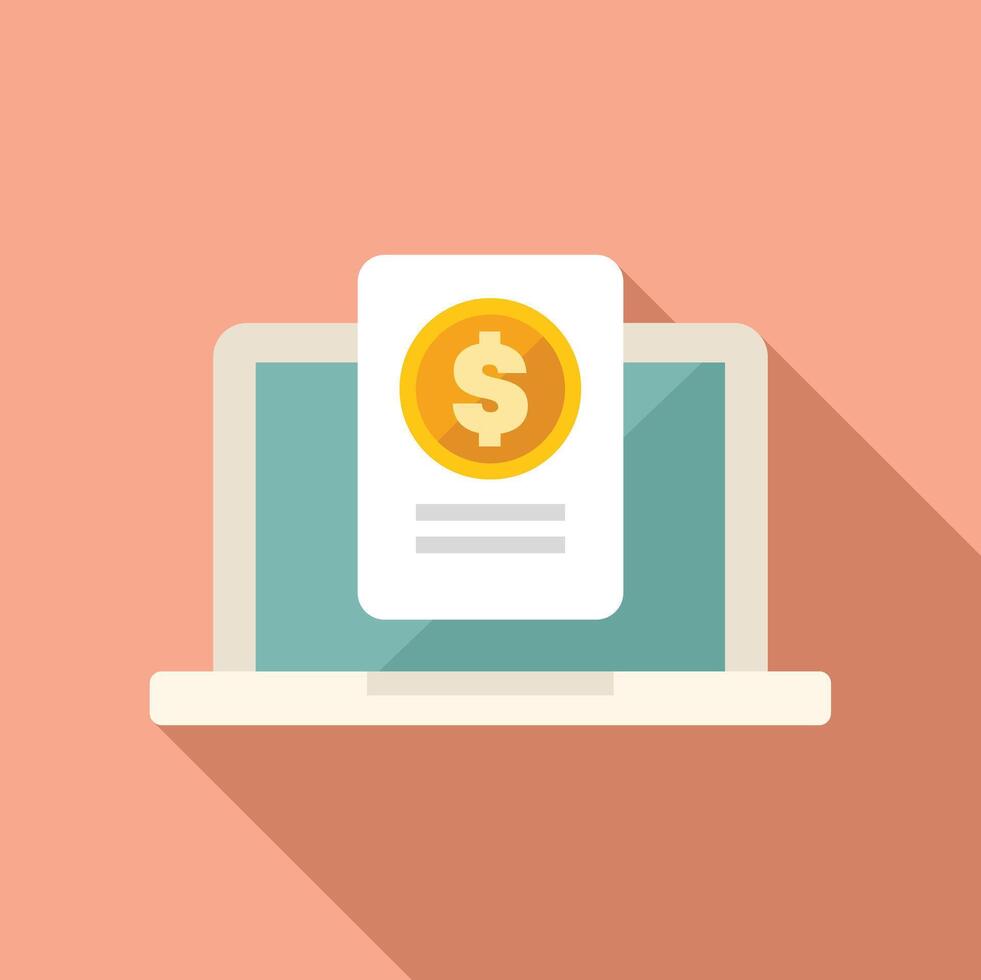 Laptop showing online payment invoice for digital purchase vector