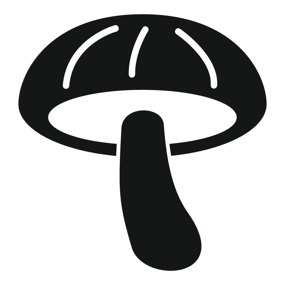 Big forest mushroom with wide cap growing in black and white vector