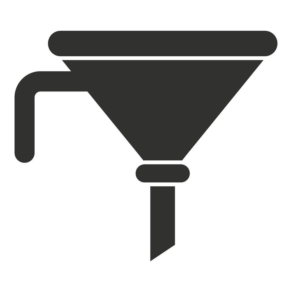 Black funnel icon representing filtering and channeling processes vector