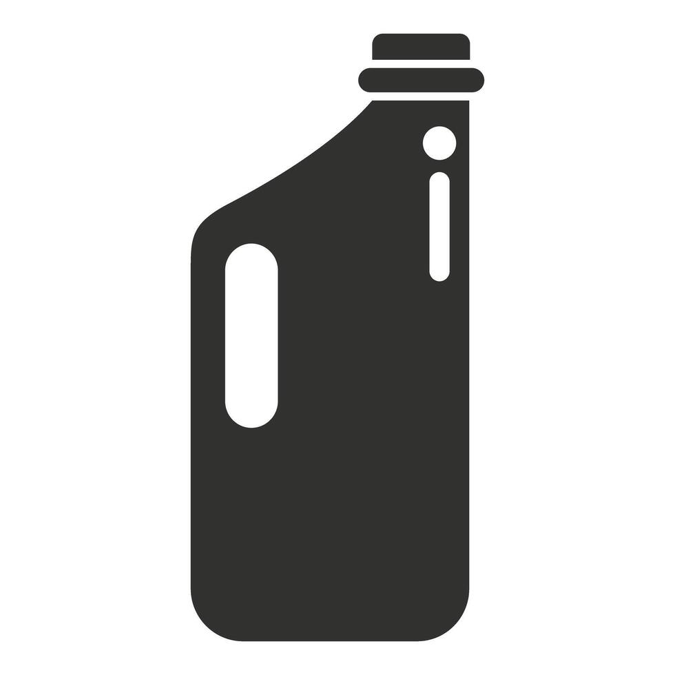 Black plastic detergent bottle with handle and measuring lines icon vector