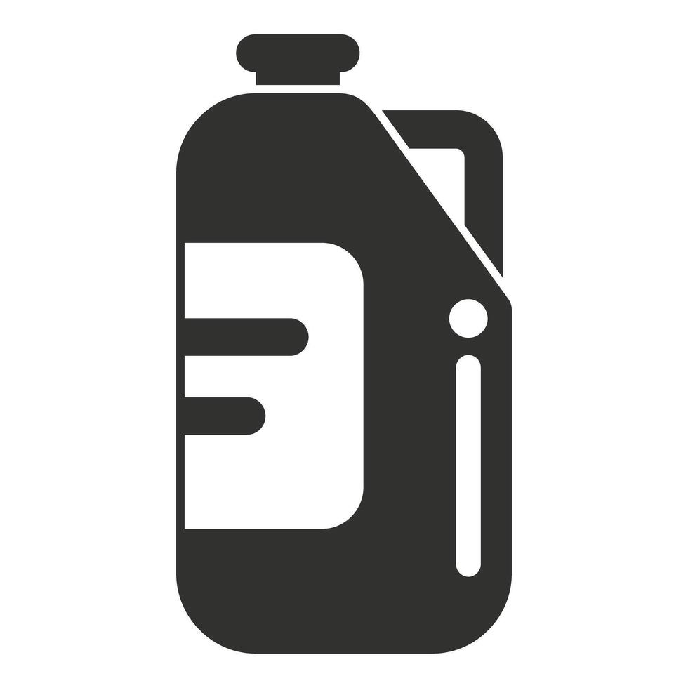 Black and white icon of a plastic bottle containing cleaning product vector