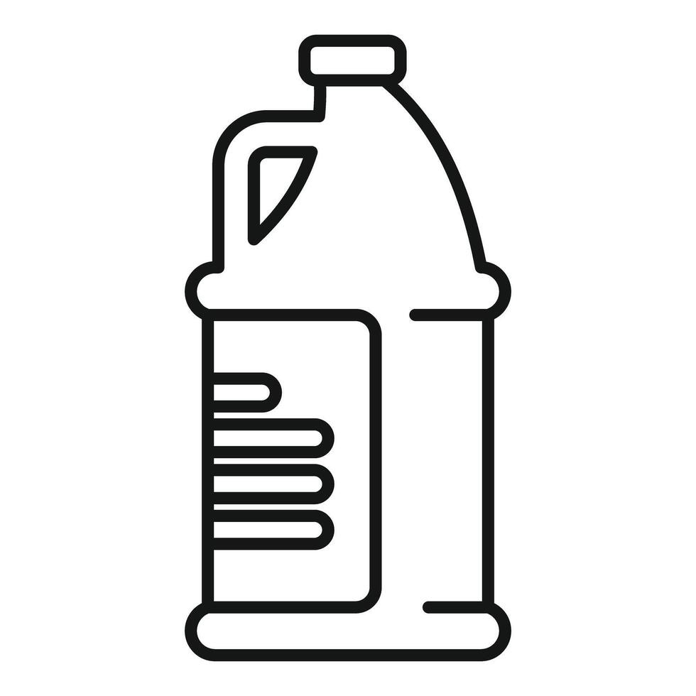 Big plastic bottle with handle containing liquid product is standing vector