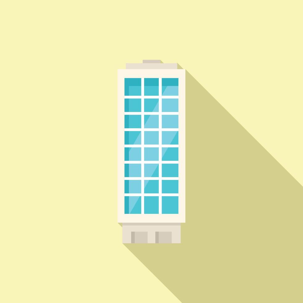 Modern office building with blue windows casting long shadow vector