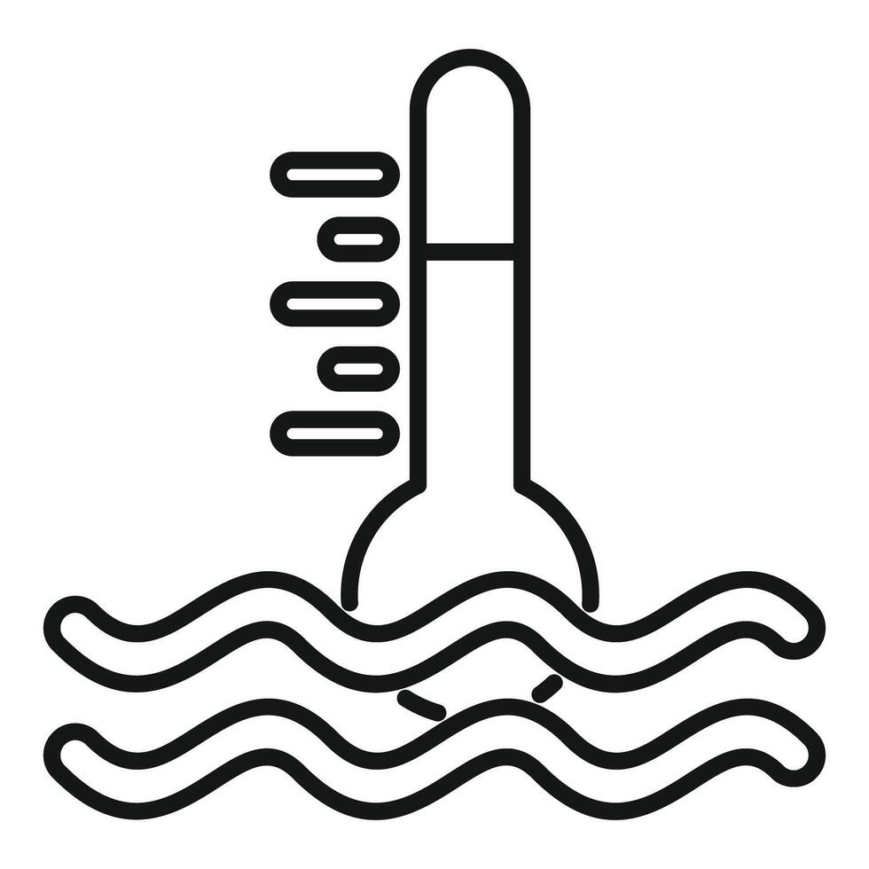 Thermometer measuring high temperature of water waves vector