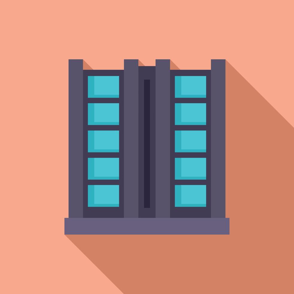 Flat design illustration of a modern building with blue windows vector