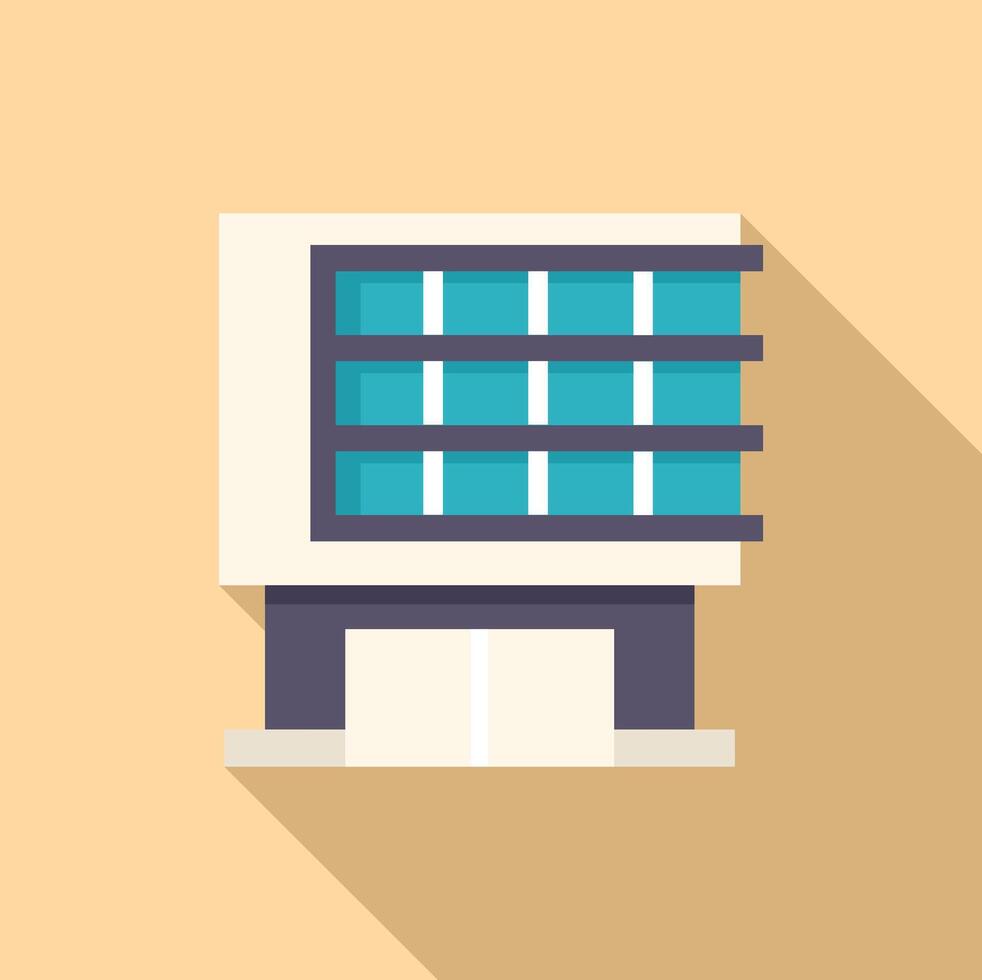 Modern office building with large windows casting long shadow vector