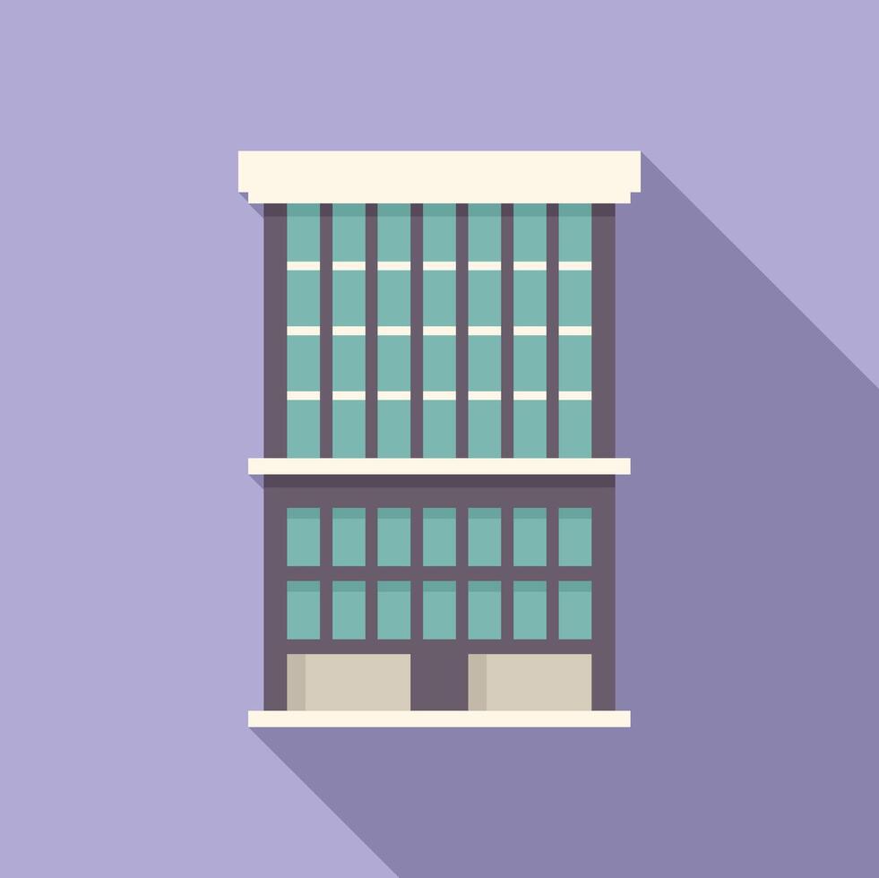 Modern building with long shadow casting on purple background vector