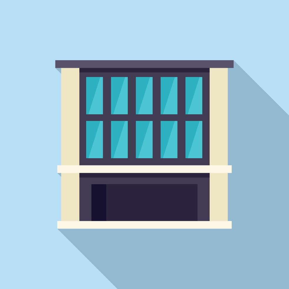 Modern office building facade with large windows and geometric design vector