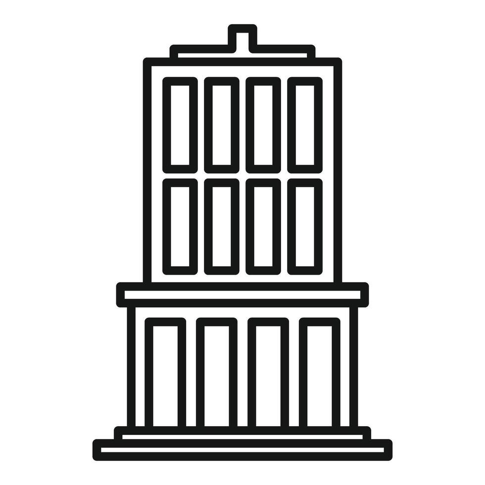 Urban building with columns is standing on white background vector