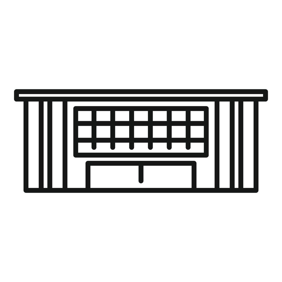 Modern building facade with large windows line art drawing vector
