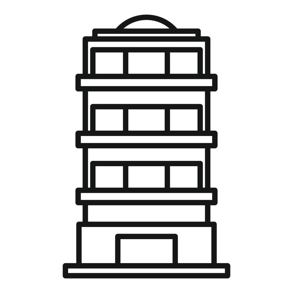 Simple line drawing of a multi story building with balconies vector