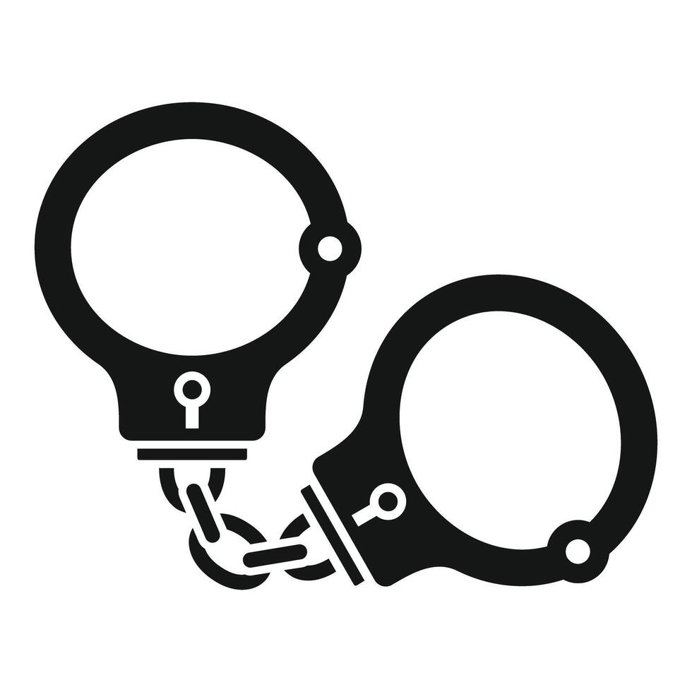 Pair of metal handcuffs restraining and arresting vector