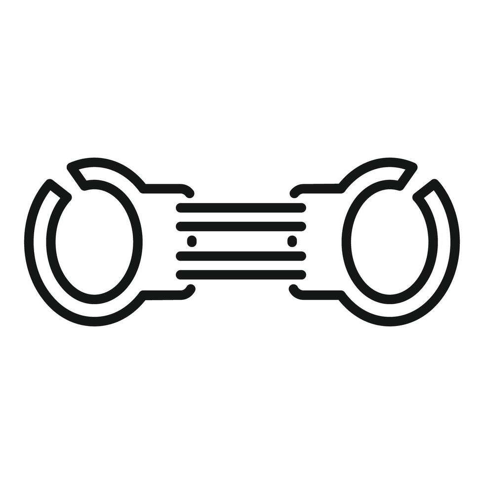 Police metal handcuffs connecting with a bar illustrating the concept of arrest vector
