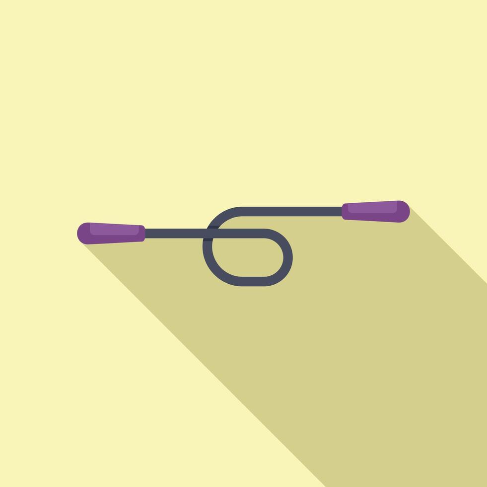 Jump rope lying on the ground with long shadow vector