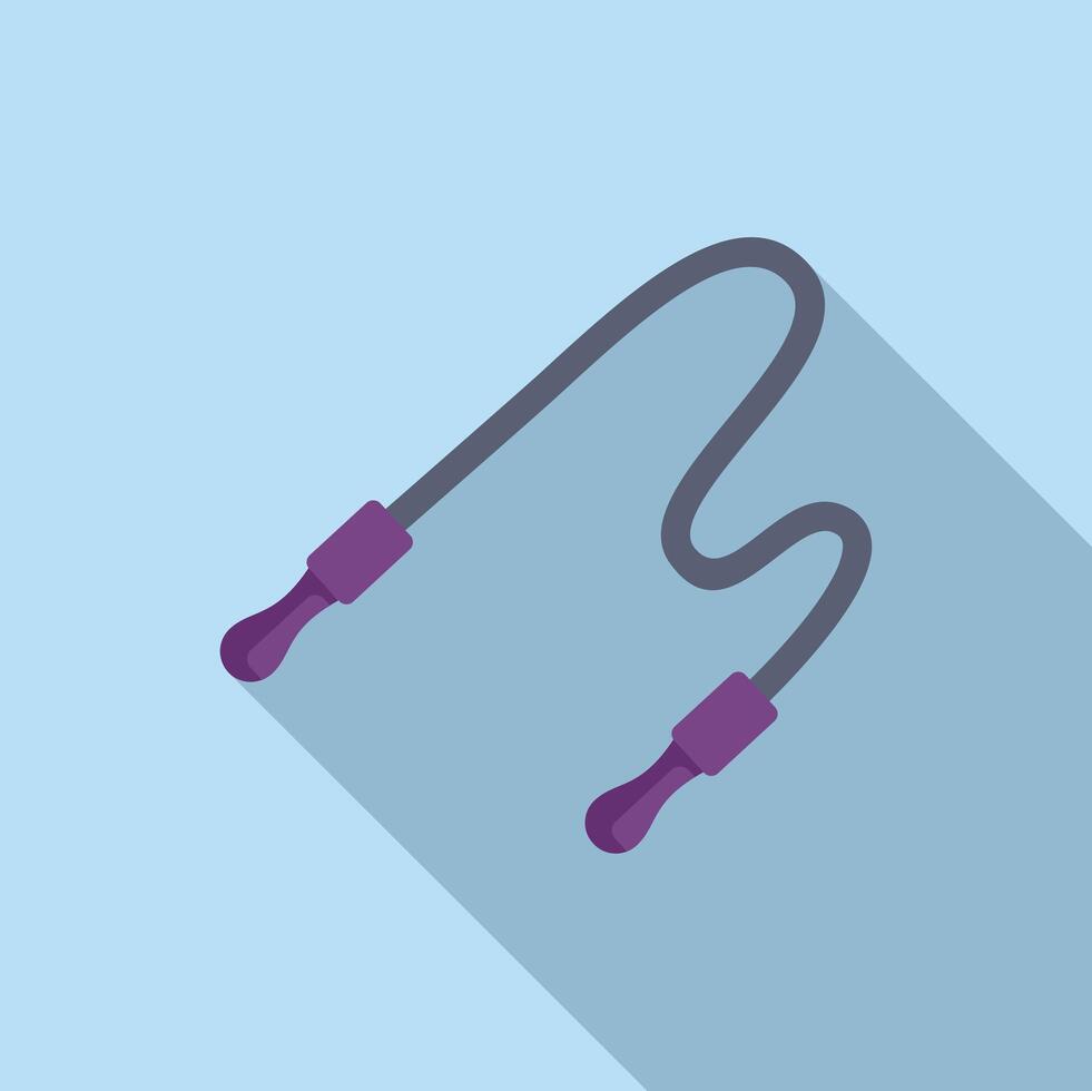 Skipping rope lying on blue background with long shadow vector