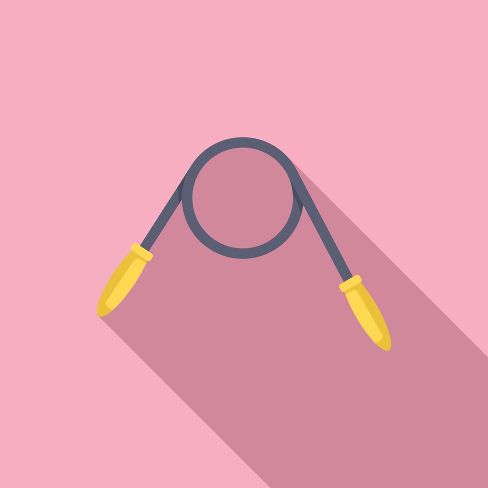 Skipping rope lying on pink background with long shadow vector