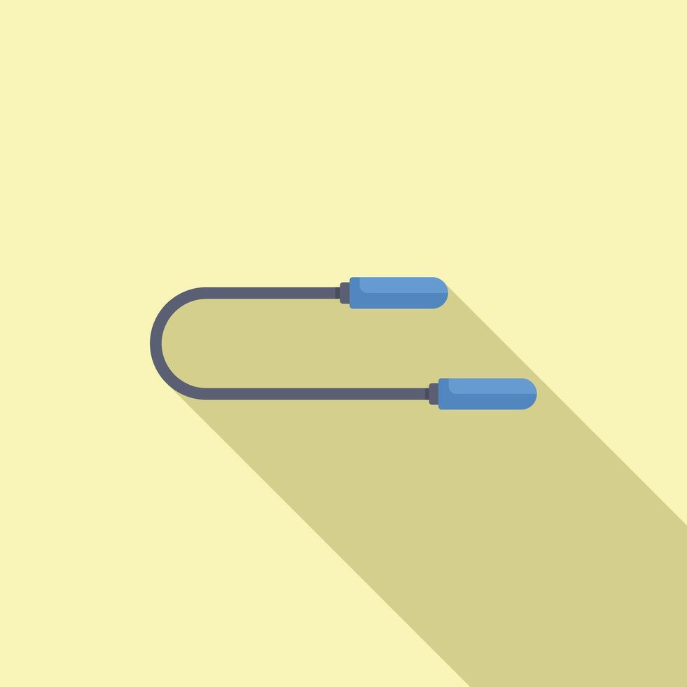 Skipping rope lying on yellow background with long shadow vector