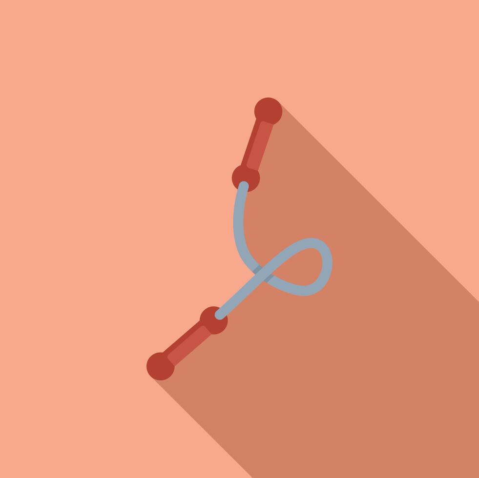 Skipping rope lying on a pink surface with a long shadow vector