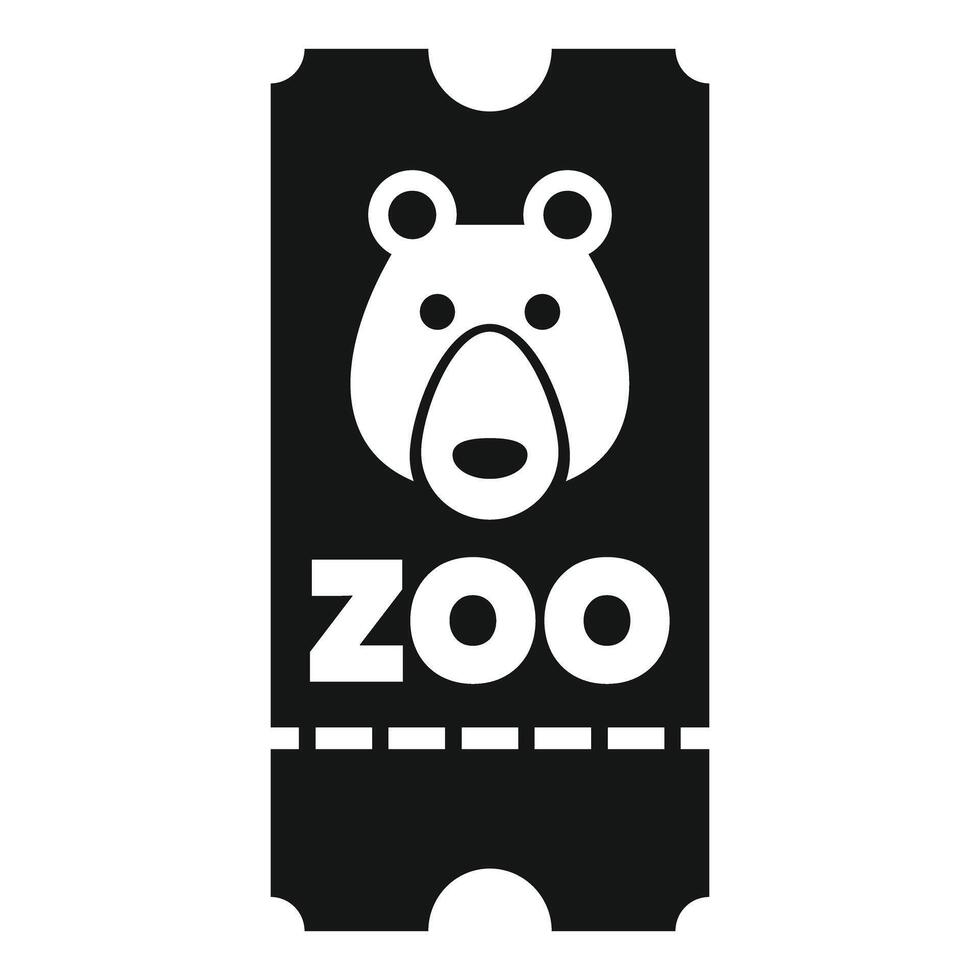 Black and white zoo ticket featuring a bear face icon vector