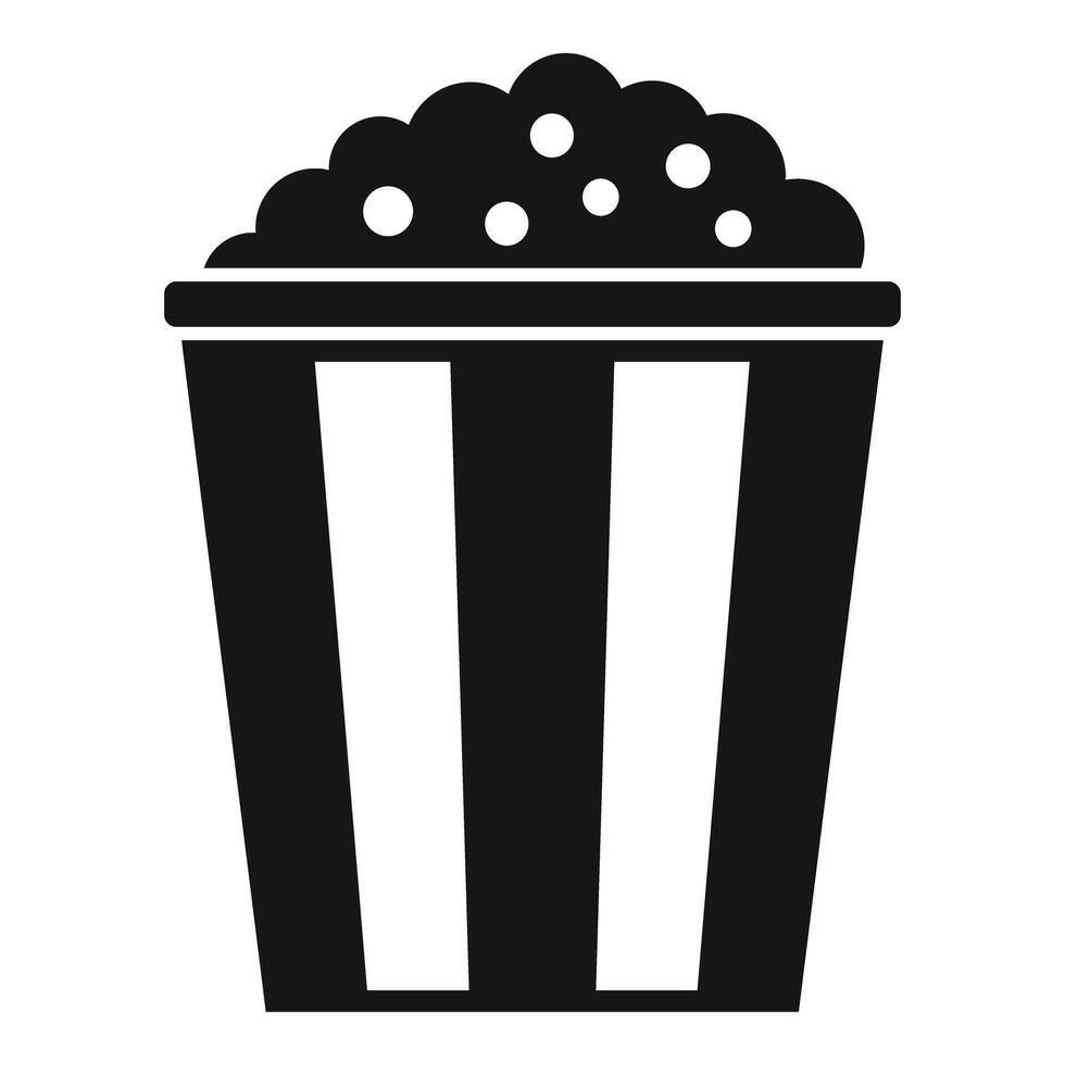 Black and white striped popcorn bucket overflowing with popcorn vector
